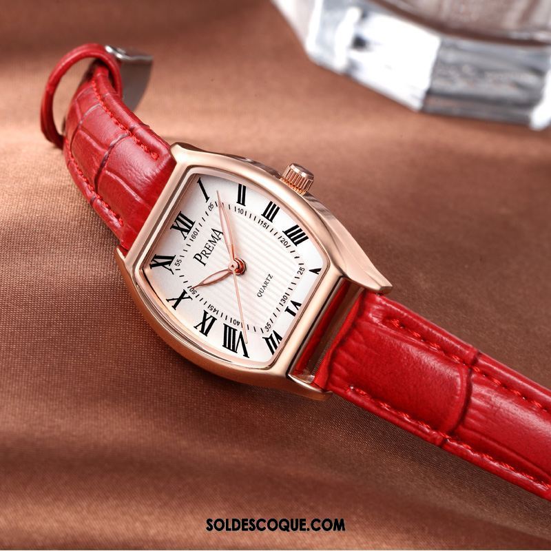 Gant Femme Rouge Atmosphère Montre À Bracelet Carré Mode Pas Cher