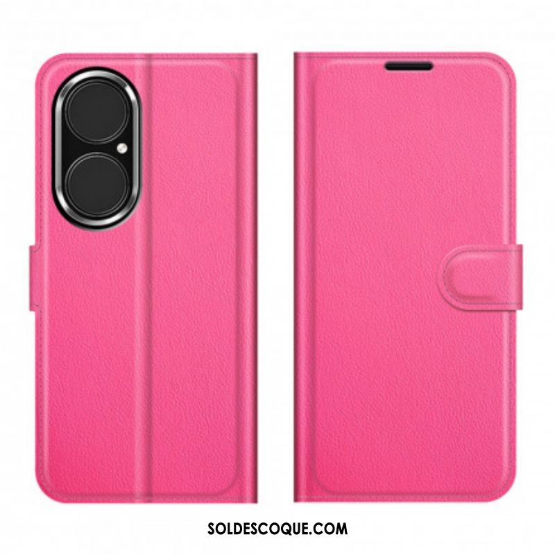 Housse Huawei P50 Style Cuir Litchi Classique