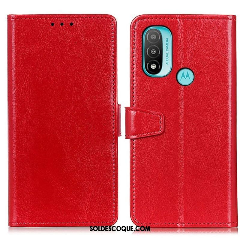 Housse Moto E40 / E30 / E20 Effet Cuir Brillant Simple