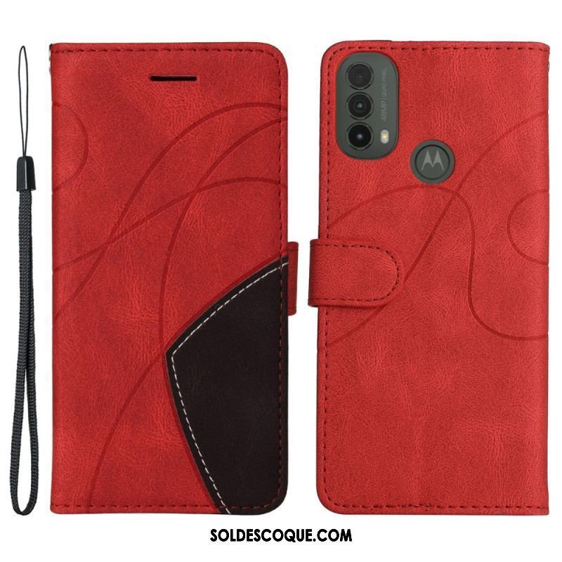 Housse Moto E40 / E30 / E20 Simili Cuir Bicolore Signature