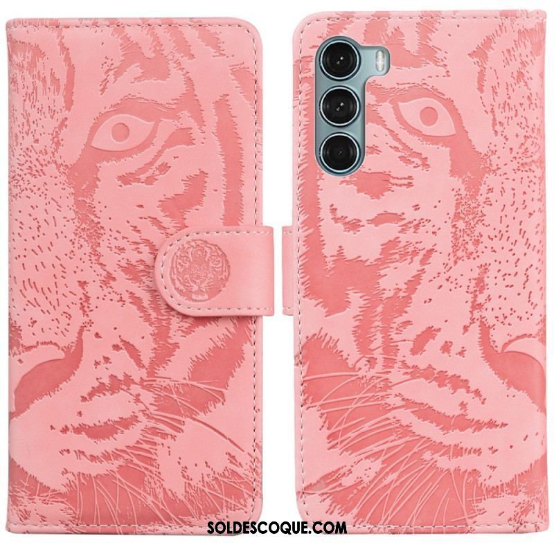 Housse Moto G200 5G Empreinte Face de Tigre