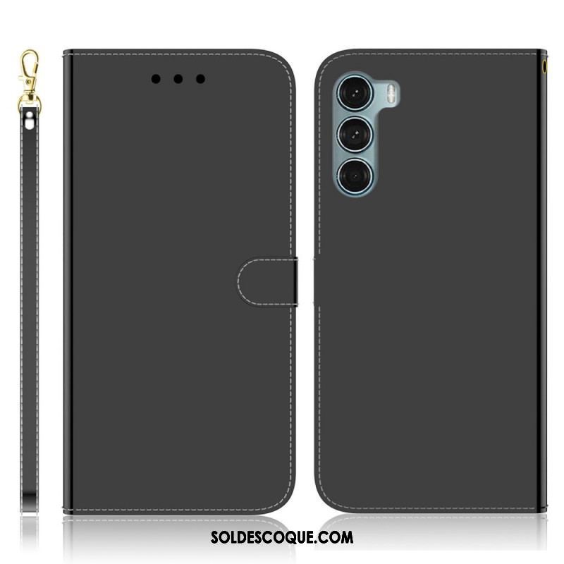 Housse Moto G200 5G Simili Cuir Couverture Miroir