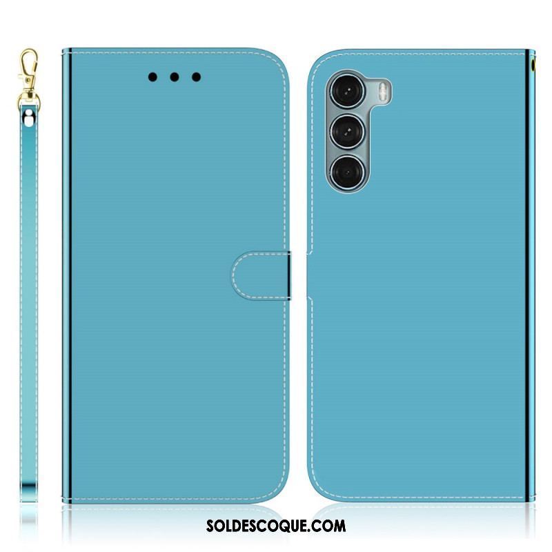 Housse Moto G200 5G Simili Cuir Couverture Miroir