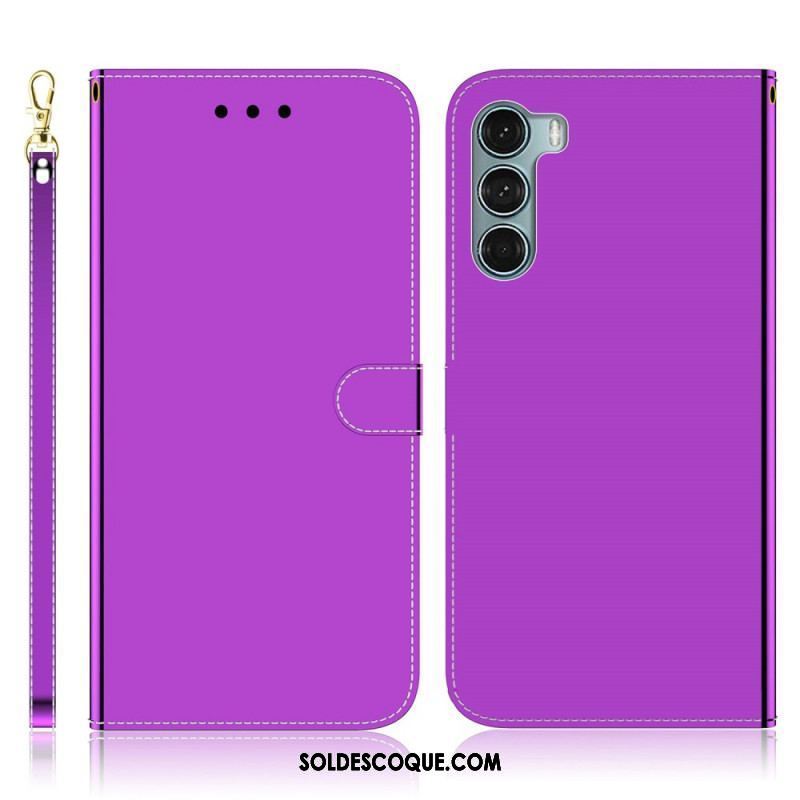 Housse Moto G200 5G Simili Cuir Couverture Miroir