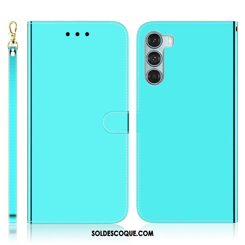 Housse Moto G200 5G Simili Cuir Couverture Miroir