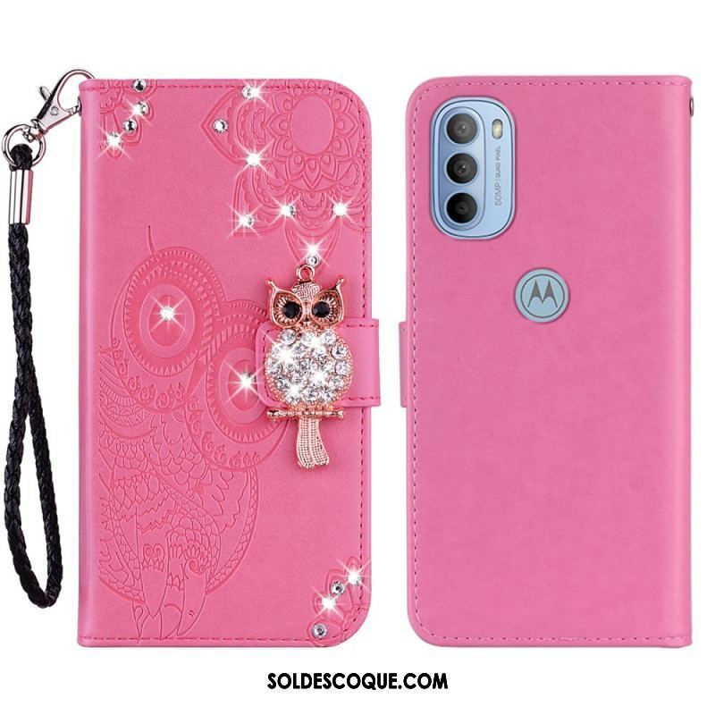 Housse Moto G41 / G31 Hibou Mandala et Breloque