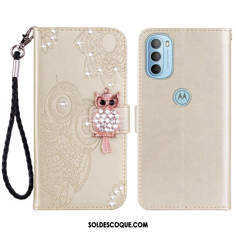 Housse Moto G41 / G31 Hibou Mandala et Breloque