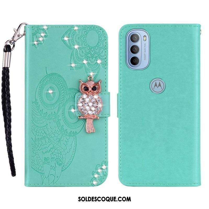 Housse Moto G41 / G31 Hibou Mandala et Breloque