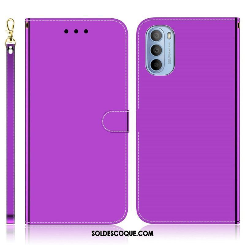 Housse Moto G41 / G31 Simili Cuir Couverture Miroir