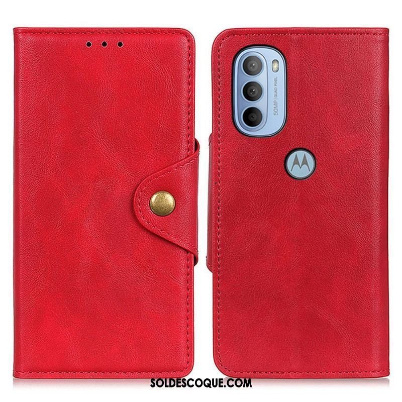 Housse Moto G41 / G31 Simili Cuir Vintage et Bouton