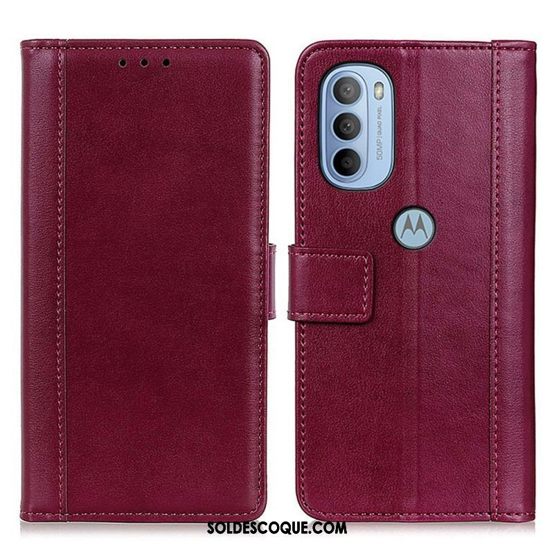 Housse Moto G41 / G31 Version Cuir Fendu