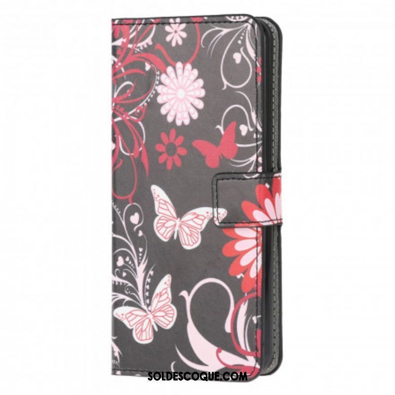 Housse Moto G50 Papillons et Fleurs