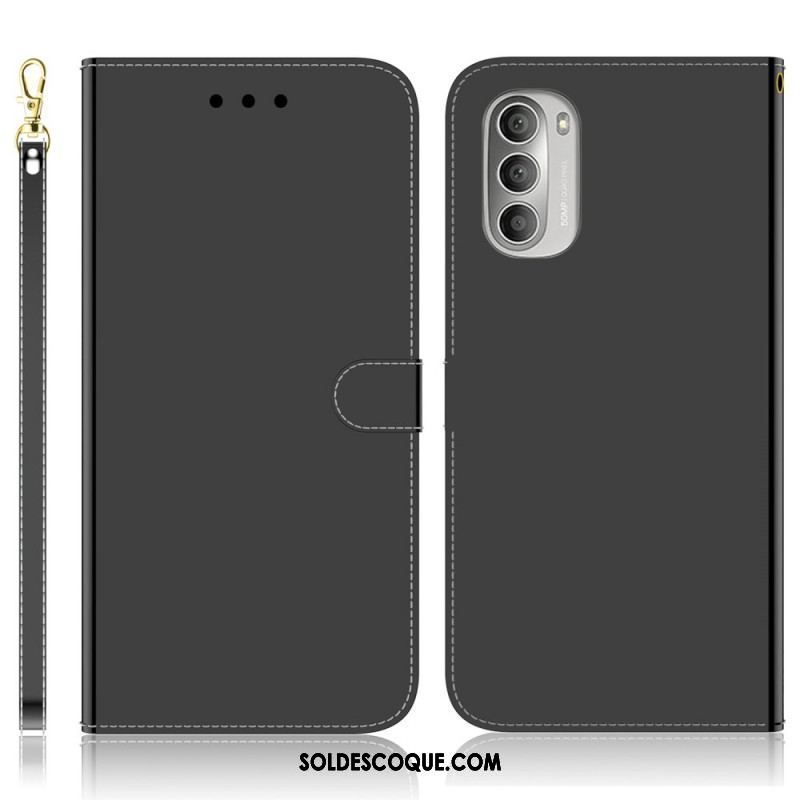 Housse Moto G51 5G Simili Cuir Couverture Miroir