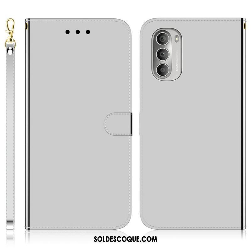 Housse Moto G51 5G Simili Cuir Couverture Miroir