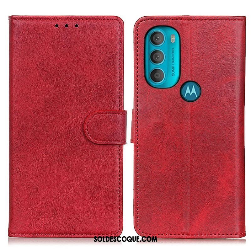 Housse Moto G71 5G Effet Cuir Matte Rétro