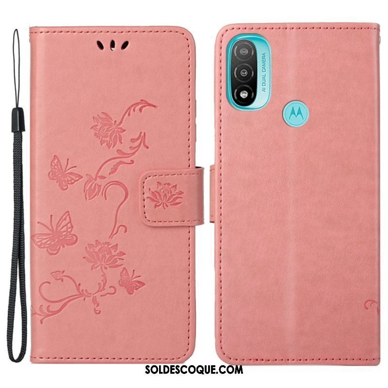 Housse Moto G71 5G Papillons et Fleurs D'Asie