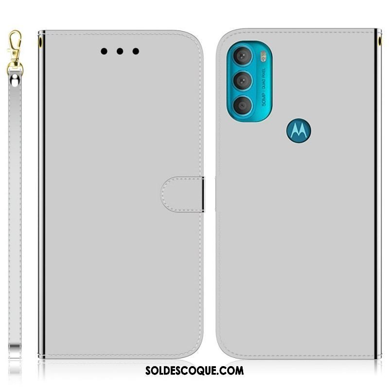 Housse Moto G71 5G Simili Cuir Couverture Miroir