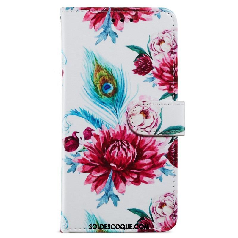 Housse Moto G73 5G Florale à Lanière