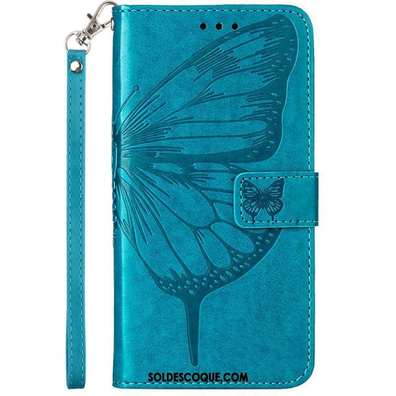 Housse Moto G73 5G Papillon Floral à Lanière