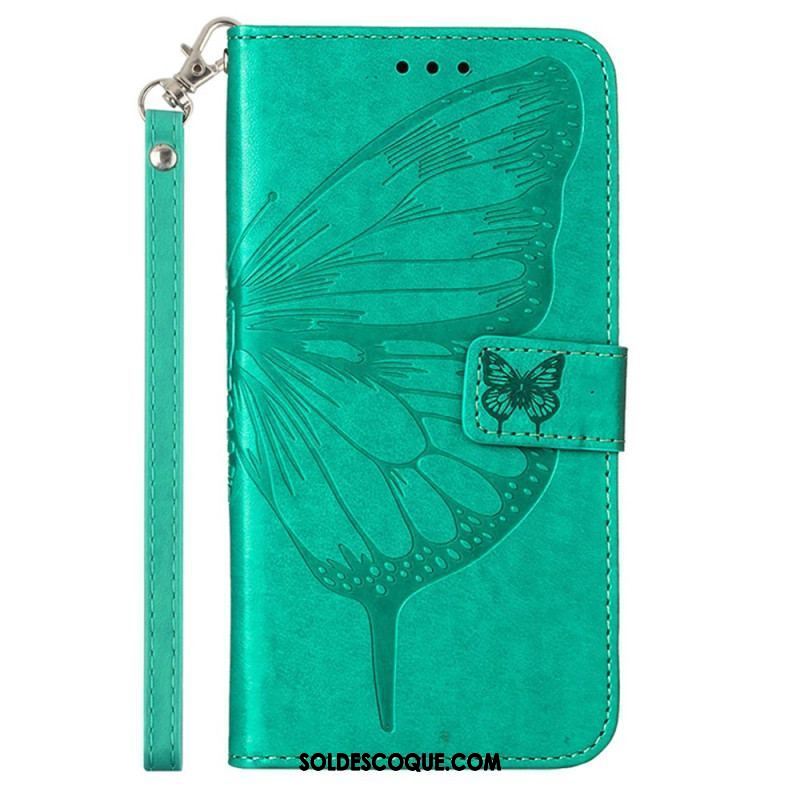 Housse Moto G73 5G Papillon Floral à Lanière