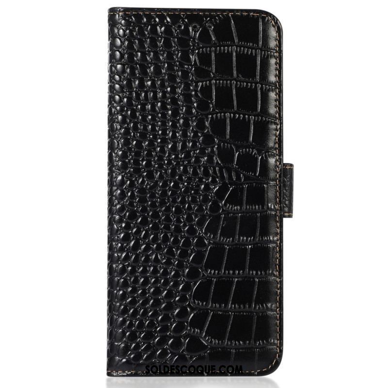 Housse Moto G73 5G Style Crocodile RFID