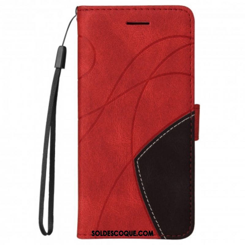 Housse Motorola Edge 20 Lite Simili Cuir Bicolore Signature