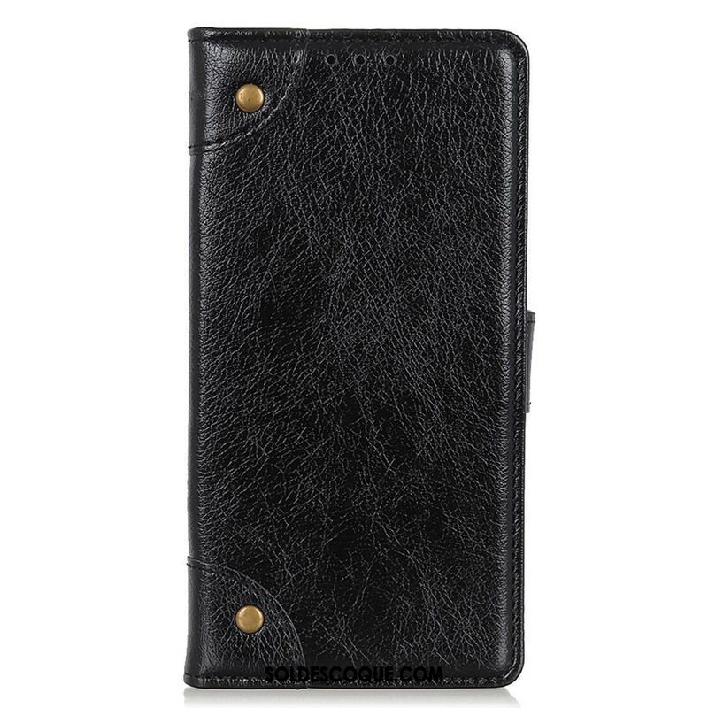 Housse OnePlus Nord 2 5G Style Cuir Nappa Rivets Vintage