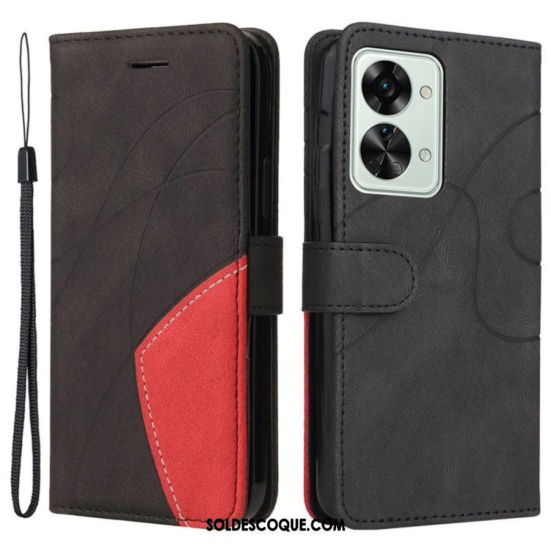 Housse OnePlus Nord 2T 5G Bicolore KT Leather Series avec Porte-Cartes à  Lanière