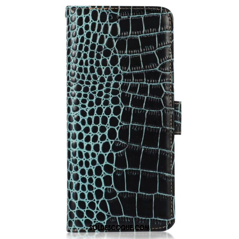 Housse OnePlus Nord CE 2 Lite 5G Cuir Véritable Style Crocodile RFID