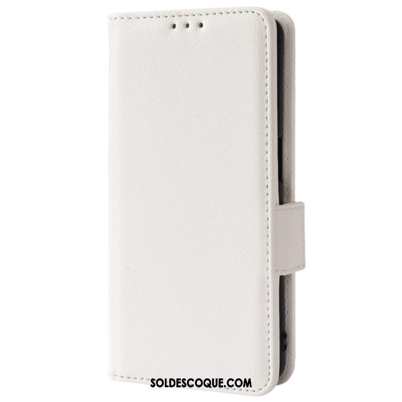 Housse Oppo A54 5G / A74 5G Cuir Litchi Double Fermoir