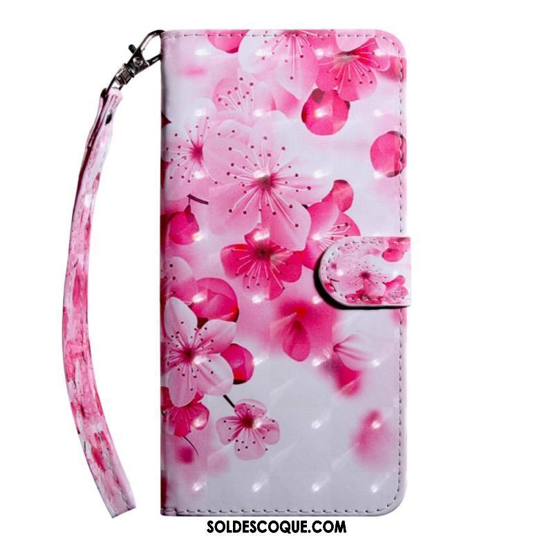 Housse Oppo A54 5G / A74 5G Fleurs avec Lanière