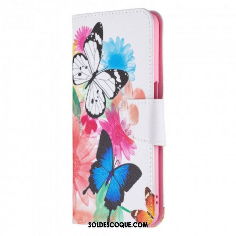 Housse Oppo A54 5G / A74 5G Papillons et Fleurs Peints