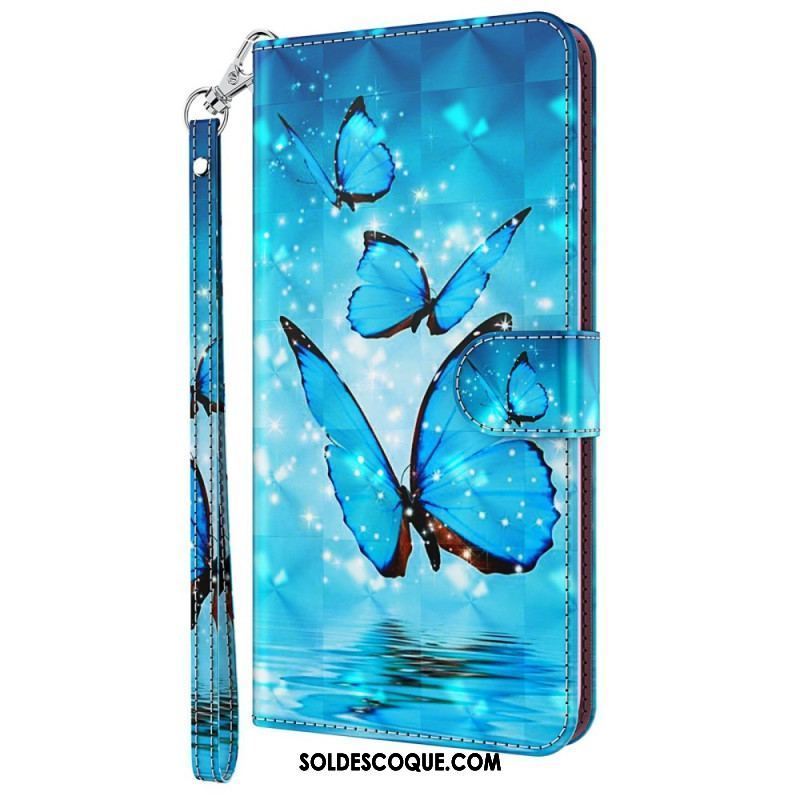 Housse Oppo A54 5G / A74 5G Papillons à Lanière