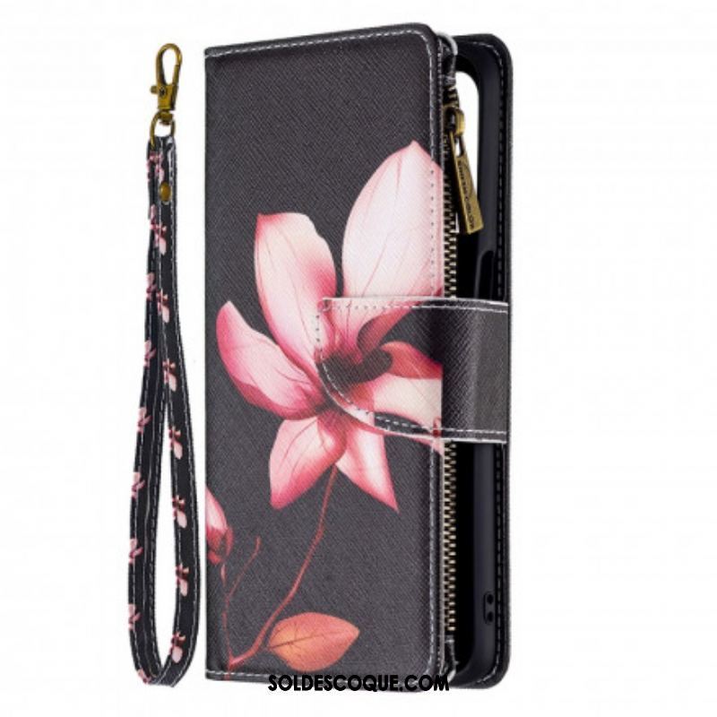 Housse Oppo A54 5G / A74 5G Poche Zippée Fleur