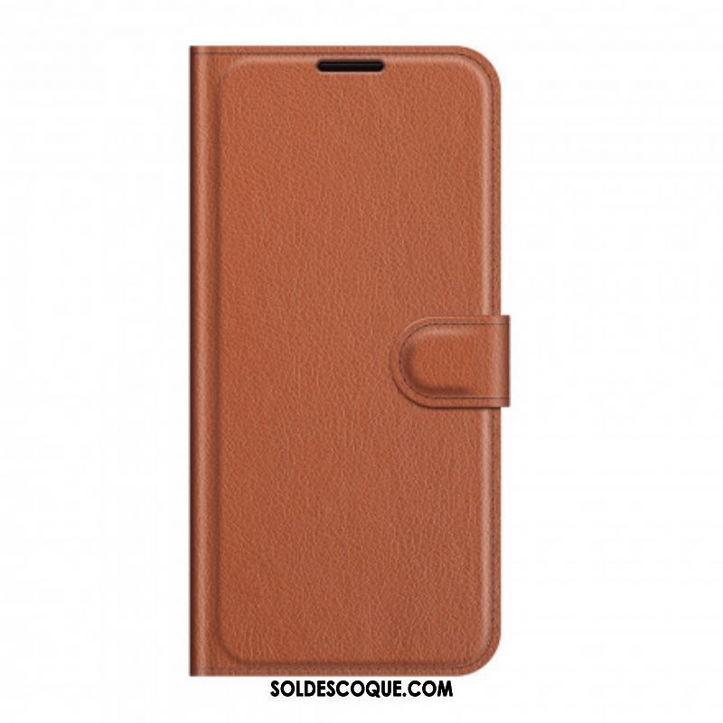 Housse Oppo A54 5G / A74 5G Simili Cuir Litchi Classique