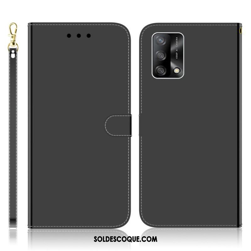 Housse Oppo A74 4G Simili Cuir Couverture Miroir