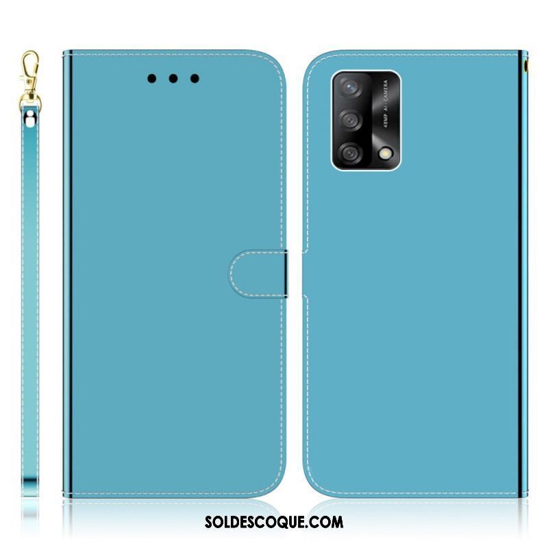 Housse Oppo A74 4G Simili Cuir Couverture Miroir