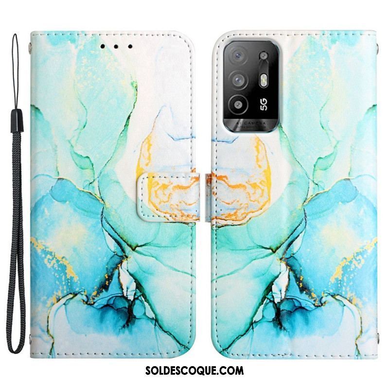 Housse Oppo A94 5G Marbre avec Lanière