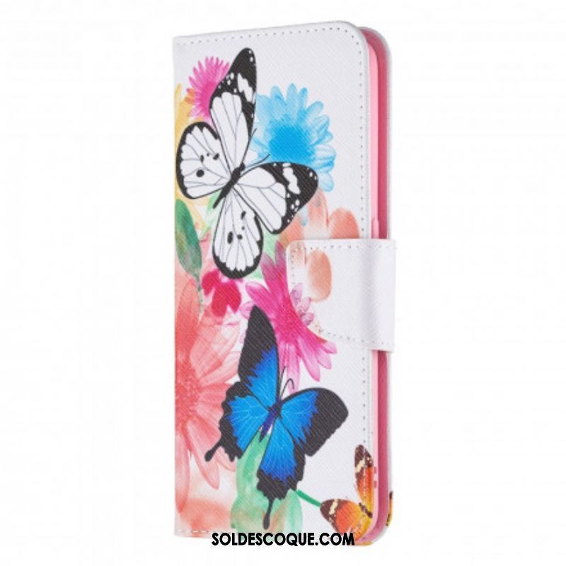 Housse Oppo A94 5G Papillons et Fleurs Peints