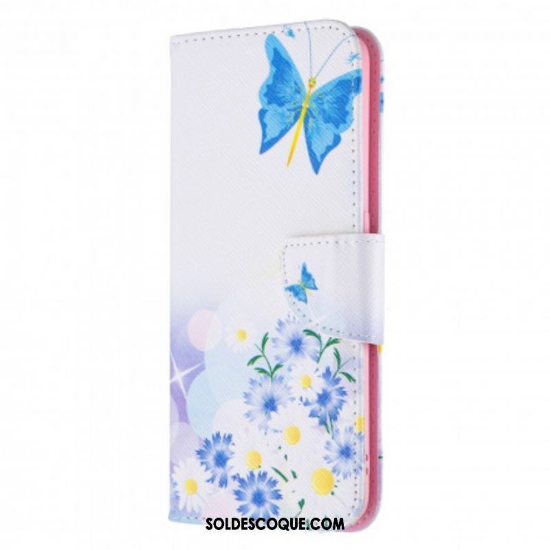 Housse Oppo A94 5G Papillons et Fleurs Peints