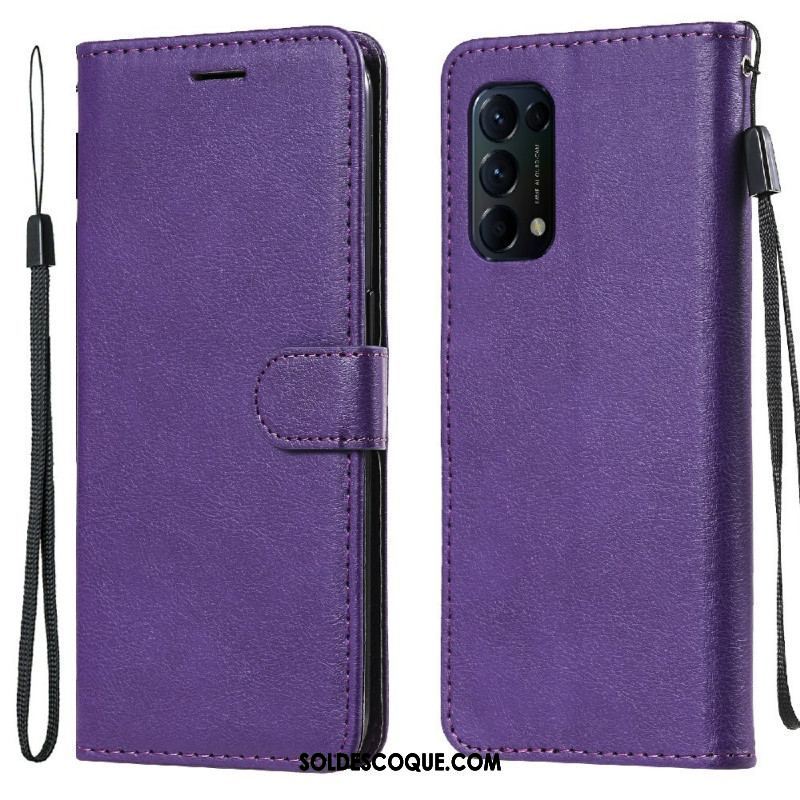 Housse Oppo Find X3 Lite Effet Cuir à Lanière