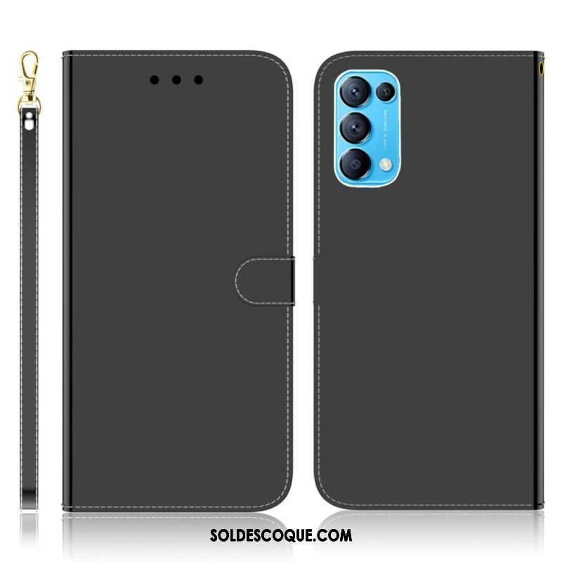 Housse Oppo Find X3 Lite Simili Cuir Couverture Miroir