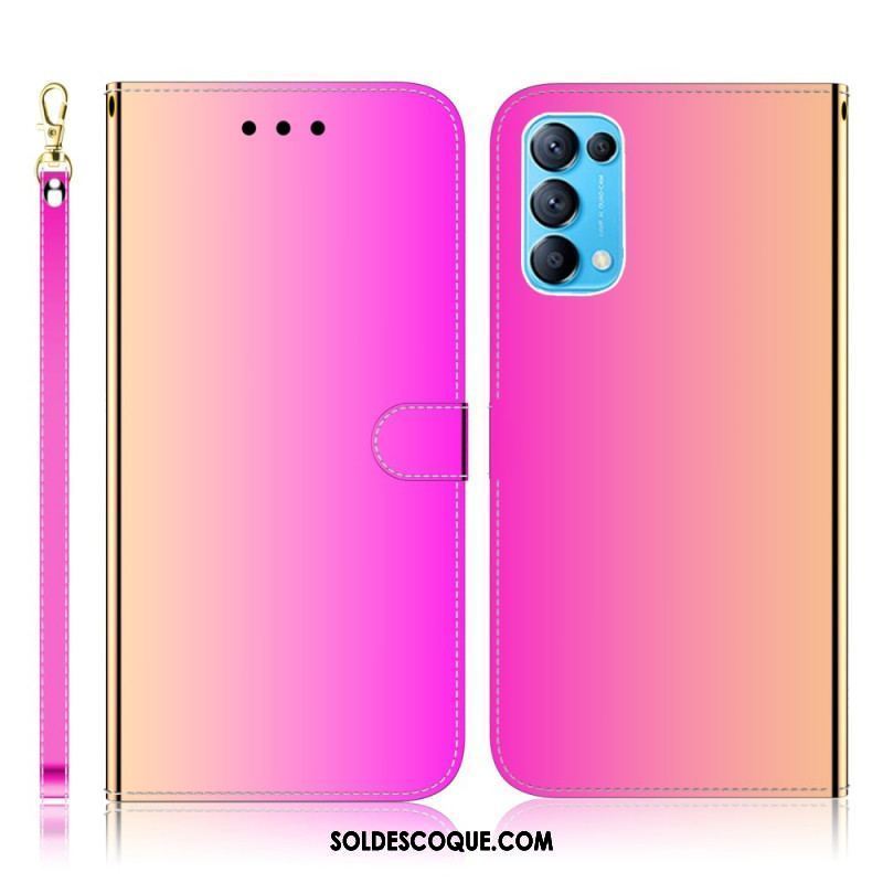 Housse Oppo Find X3 Lite Simili Cuir Couverture Miroir