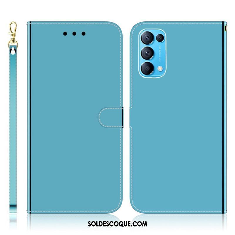 Housse Oppo Find X3 Lite Simili Cuir Couverture Miroir