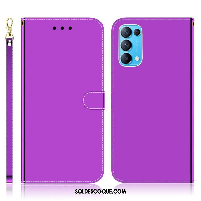 Housse Oppo Find X3 Lite Simili Cuir Couverture Miroir