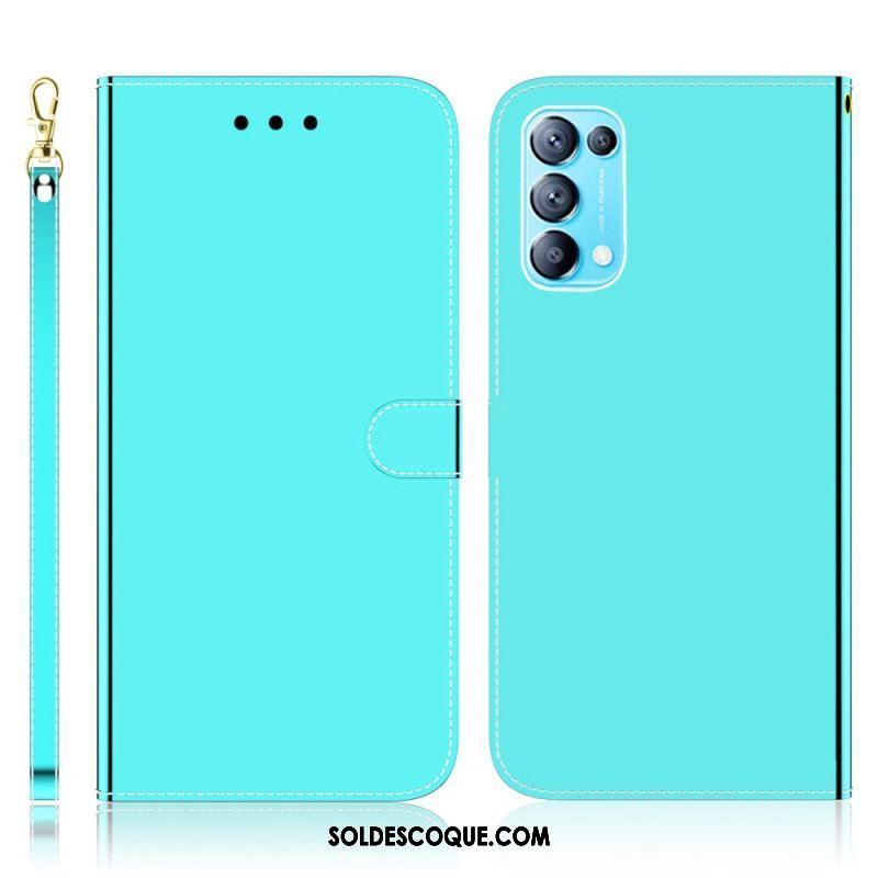 Housse Oppo Find X3 Lite Simili Cuir Couverture Miroir