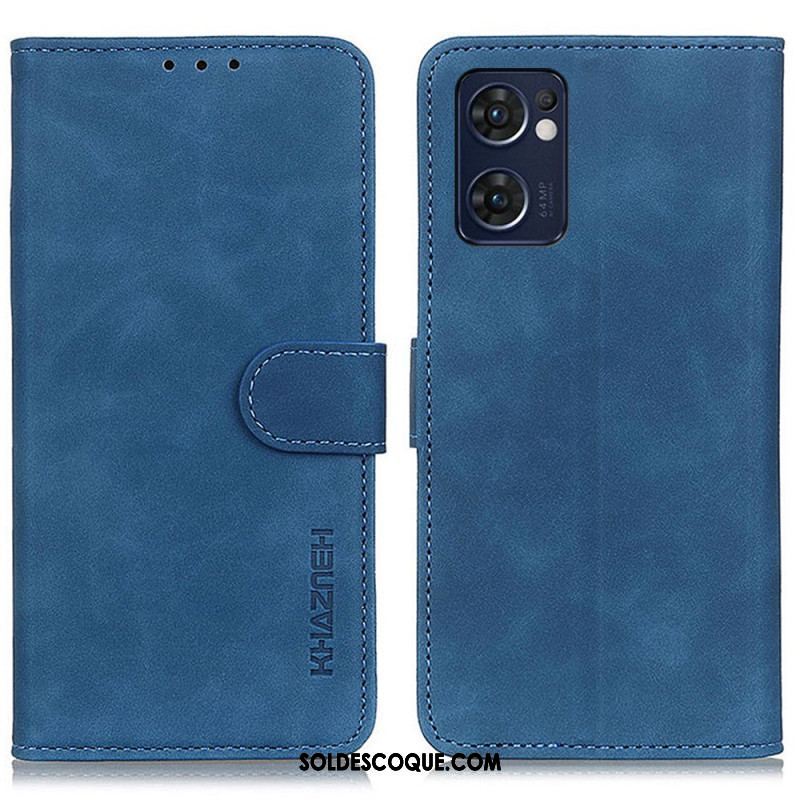 Housse Oppo Find X5 Lite Effet Cuir Vintage KHAZNEH