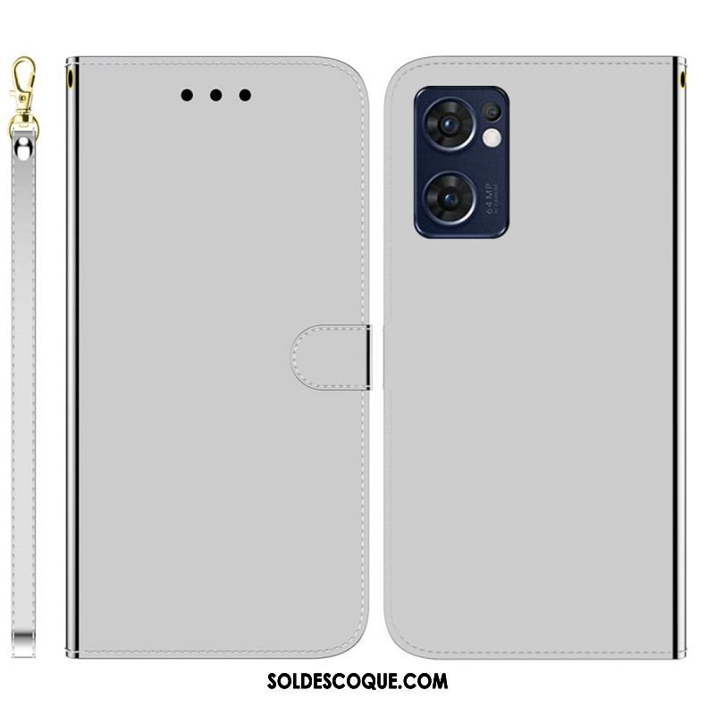 Housse Oppo Find X5 Lite Simili Cuir Couverture Miroir