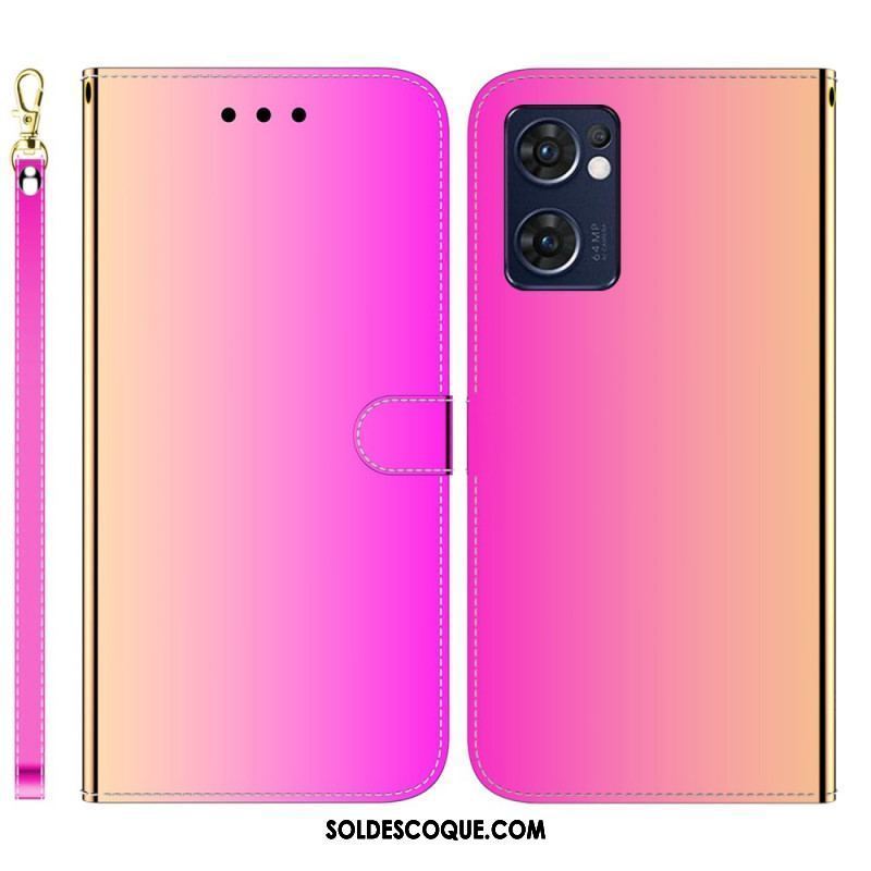 Housse Oppo Find X5 Lite Simili Cuir Couverture Miroir