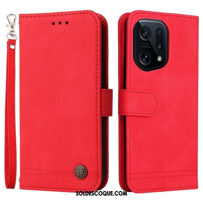 Housse Oppo Find X5 Style Cuir avec Rivet Décoratif